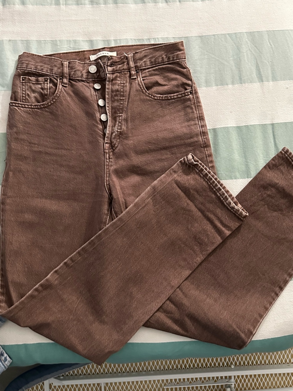 PacSun High-Rise Button-Fly Dad Jean in Brown